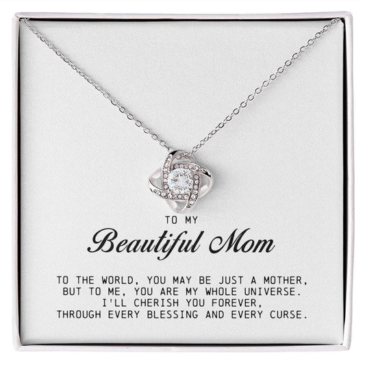 To My Beautiful Mom Love Knot Necklace