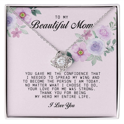 To my Beautiful Mom, Mother's Day Gift, Love Knot Necklace