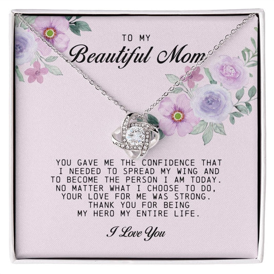 To my Beautiful Mom, Mother's Day Gift, Love Knot Necklace