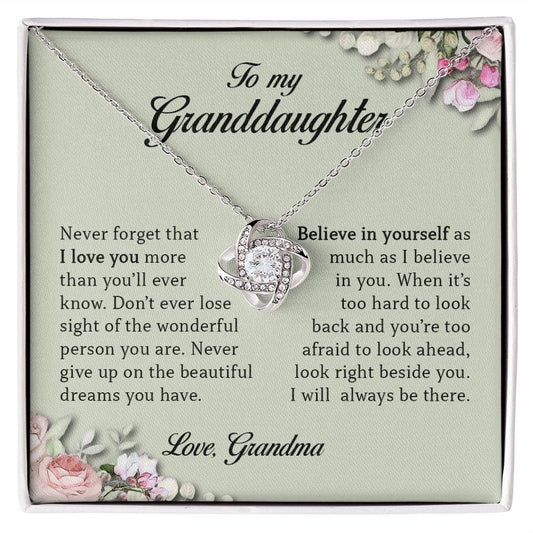 To My Granddaughter, Love Knot Necklace