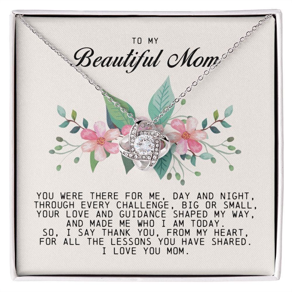 To My Beautiful Mom Love Knot Necklace