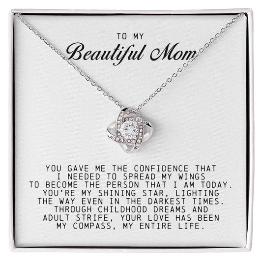 To My Beautiful Mom  Love Knot Necklace