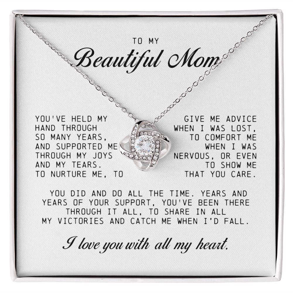 To my Beautiful Mom, Mother's Day Gift, Love Knot Necklace