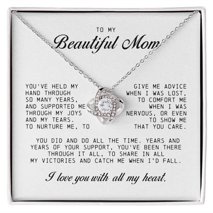 To my Beautiful Mom, Mother's Day Gift, Love Knot Necklace