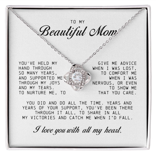To my Beautiful Mom, Mother's Day Gift, Love Knot Necklace