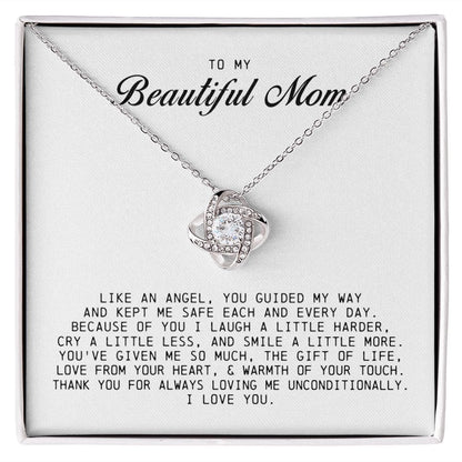 To My Beautiful Mom Love Knot Necklace