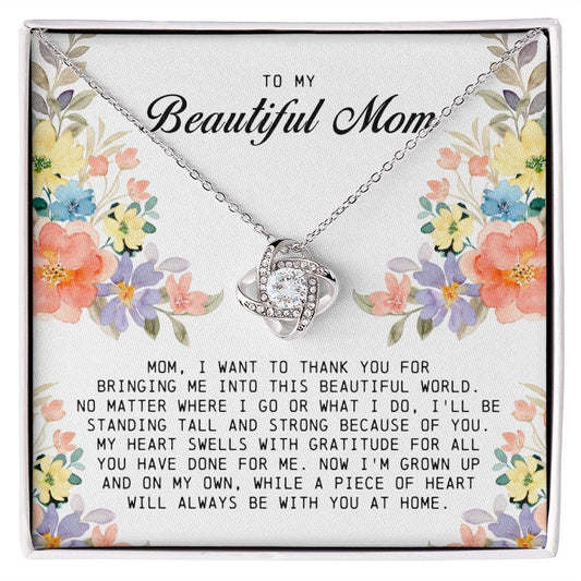 To My Beautiful Mom, Love Knot Necklace