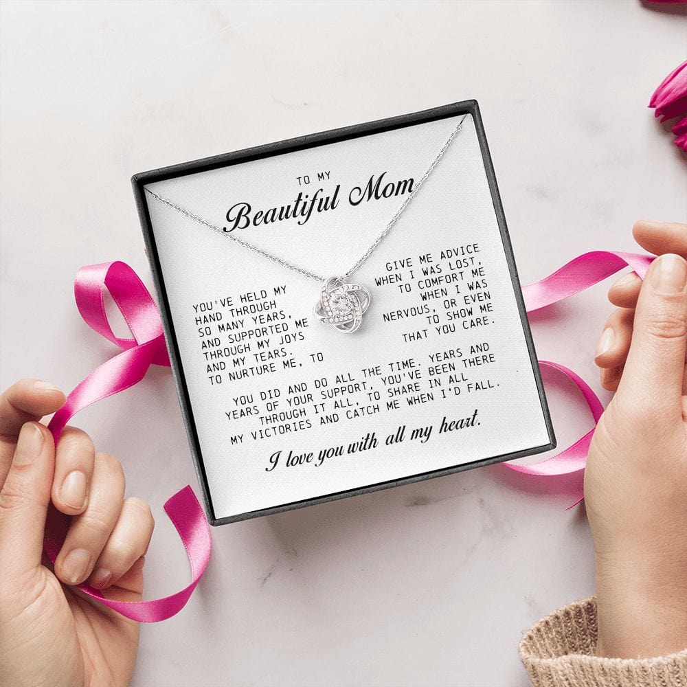 To my Beautiful Mom, Mother's Day Gift, Love Knot Necklace
