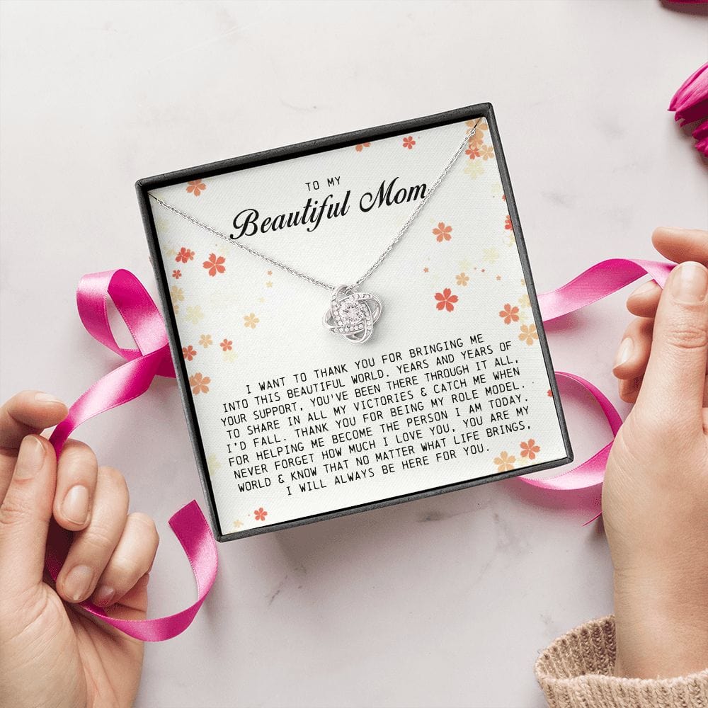To My Beautiful Mom, Love Knot Necklace