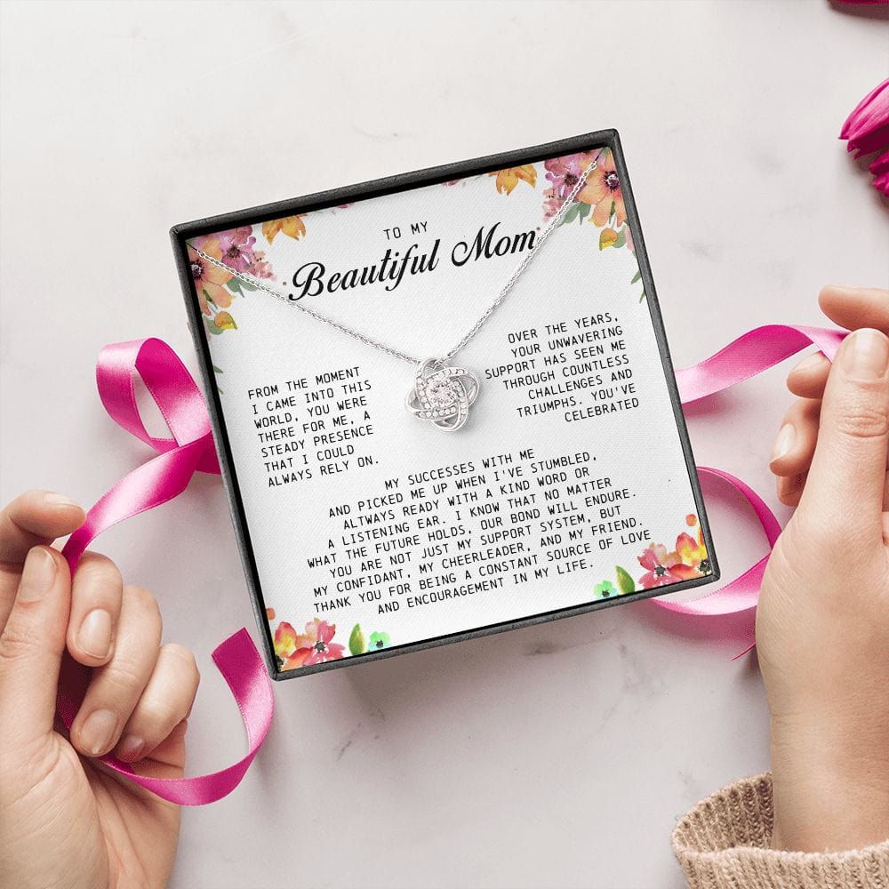 To my Beautiful Mom, Mother's Day Gift, Love Knot Necklace