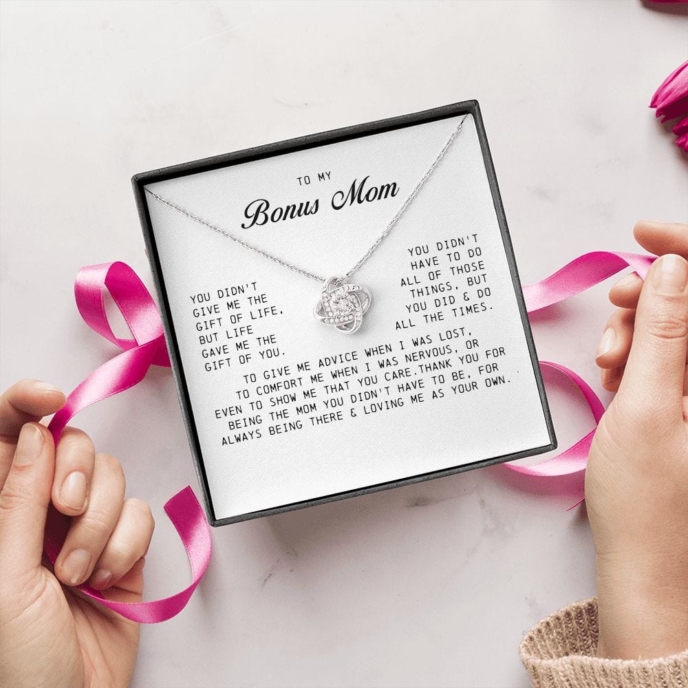 To My Bonus Mom, Love Knot Necklace