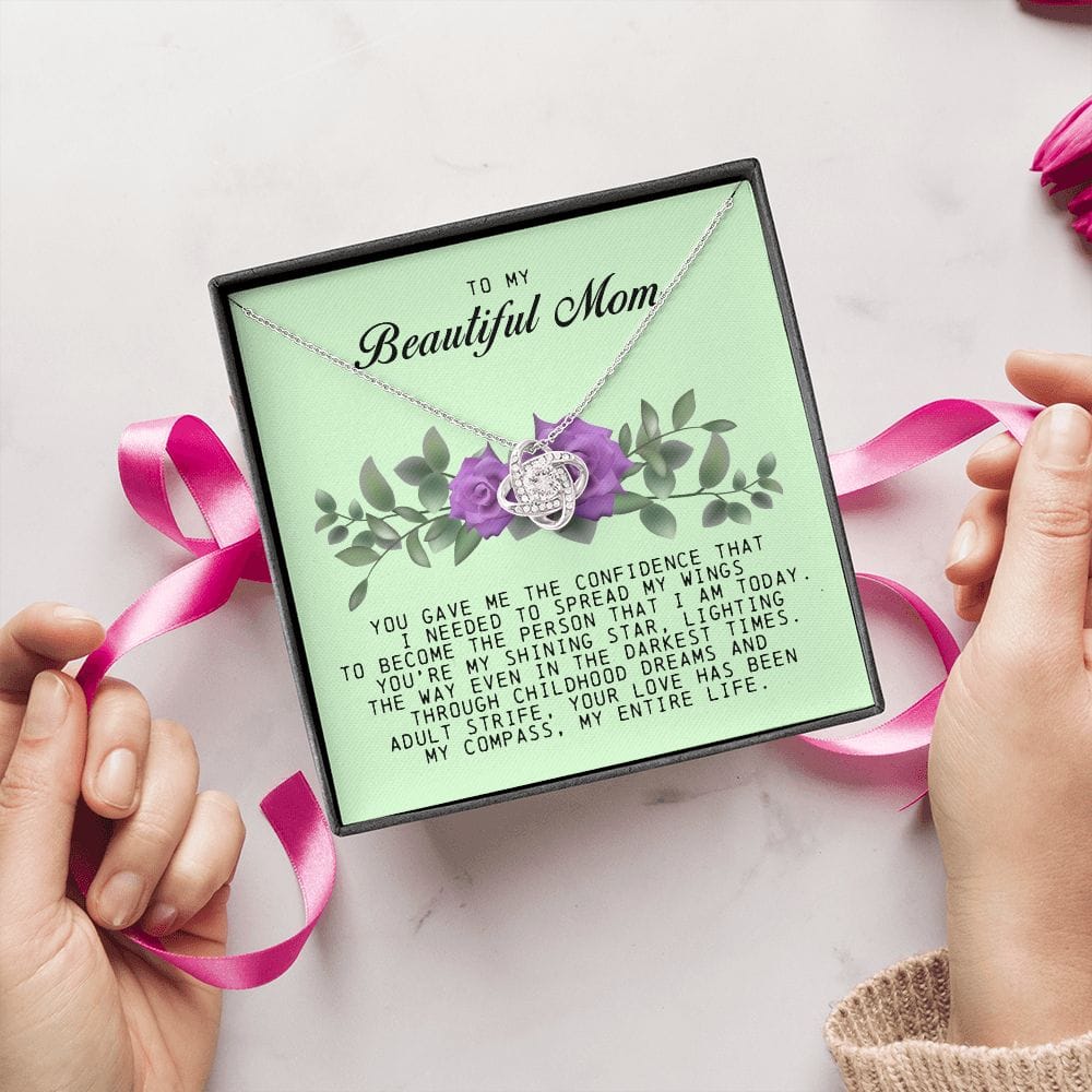 To My Beautiful Mom Love Knot Necklace