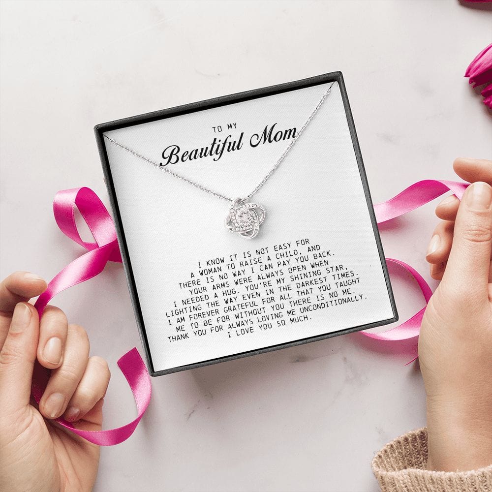 To my Beautiful Mom, Mother's Day Gift, Love Knot Necklace