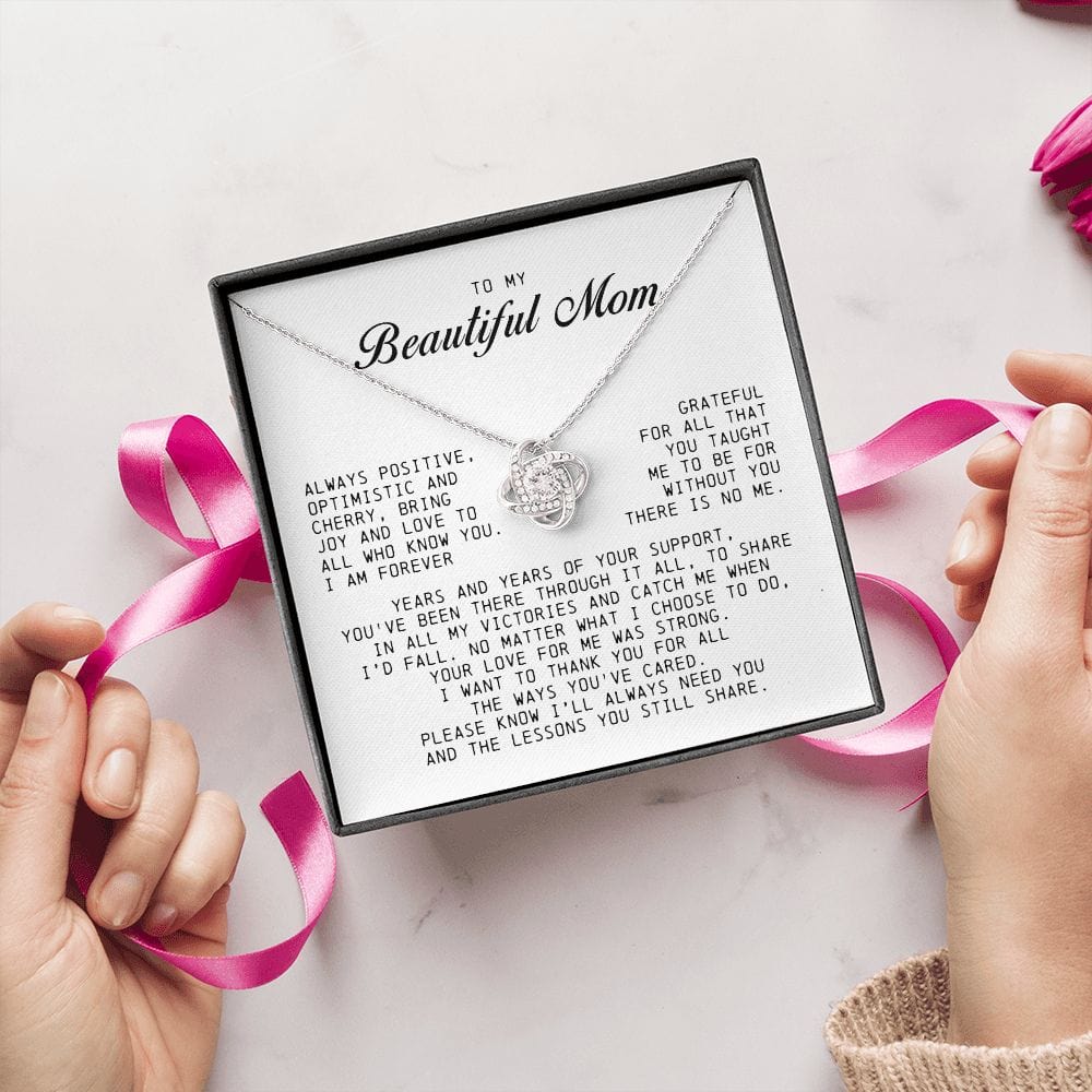 To My Beautiful Mom Love Knot Necklace