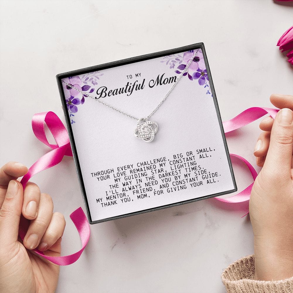 To My Beautiful Mom Love Knot Necklace