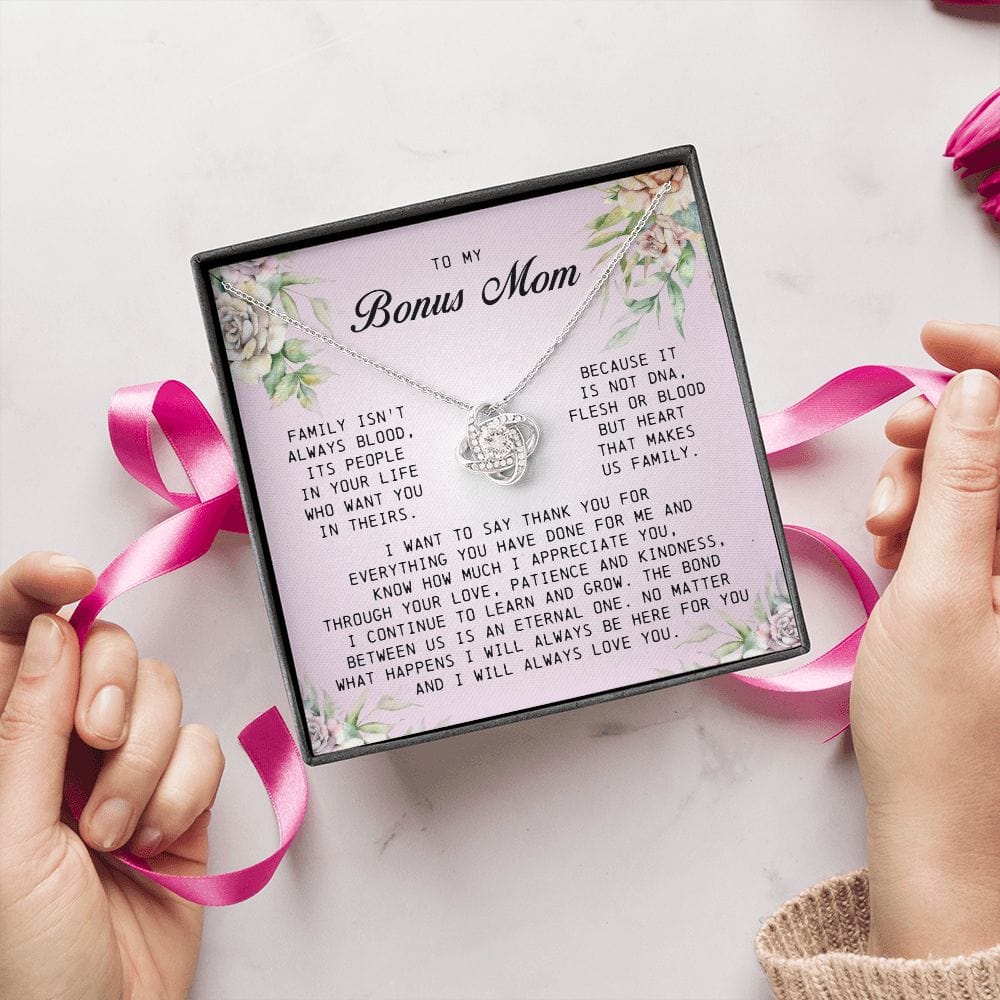 To My Bonus Mom, Love Knot Necklace