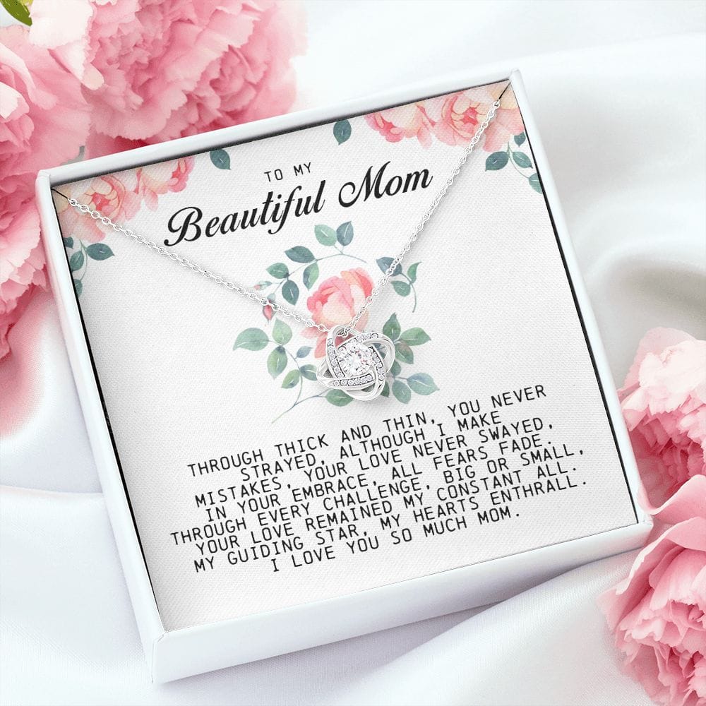 To My Beautiful Mom Love Knot Necklace
