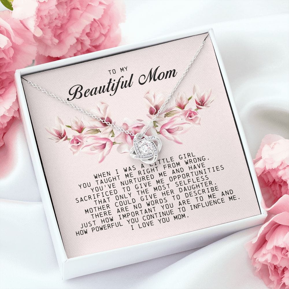 To my Beautiful Mom, Mother's Day Gift, Love Knot Necklace