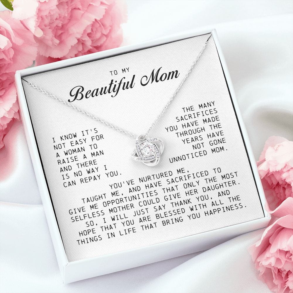 To My Beautiful Mom Love Knot Necklace