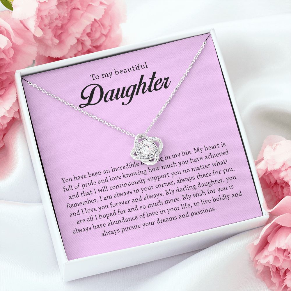 To My Beautiful Daughter, Love Knot Necklace