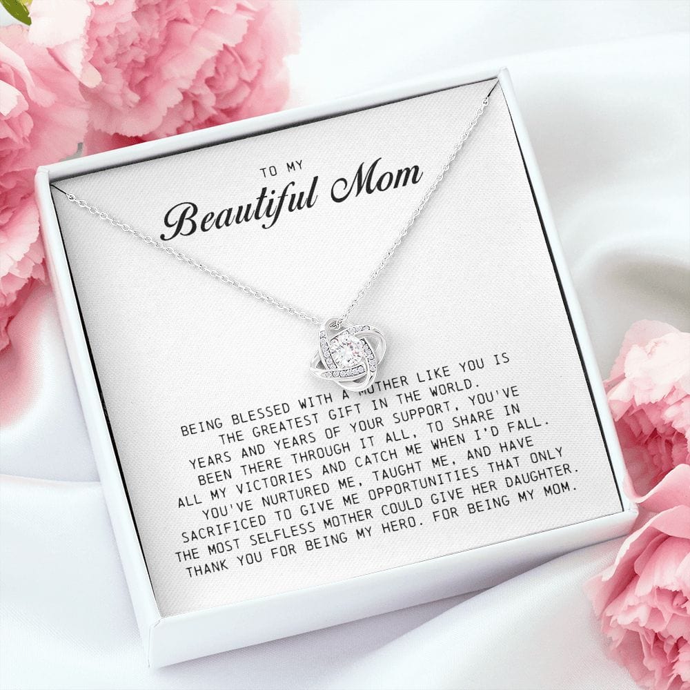 To My Beautiful Mom, Love Knot Necklace