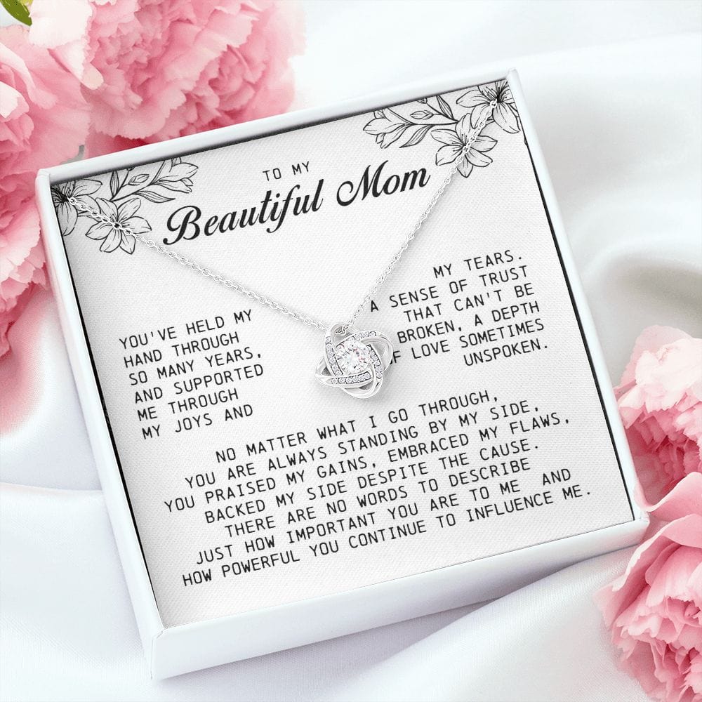 To My Beautiful Mom Love Knot Necklace