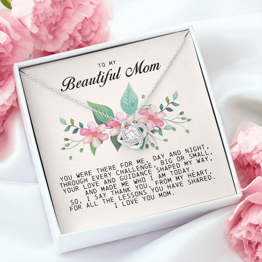To My Beautiful Mom Love Knot Necklace