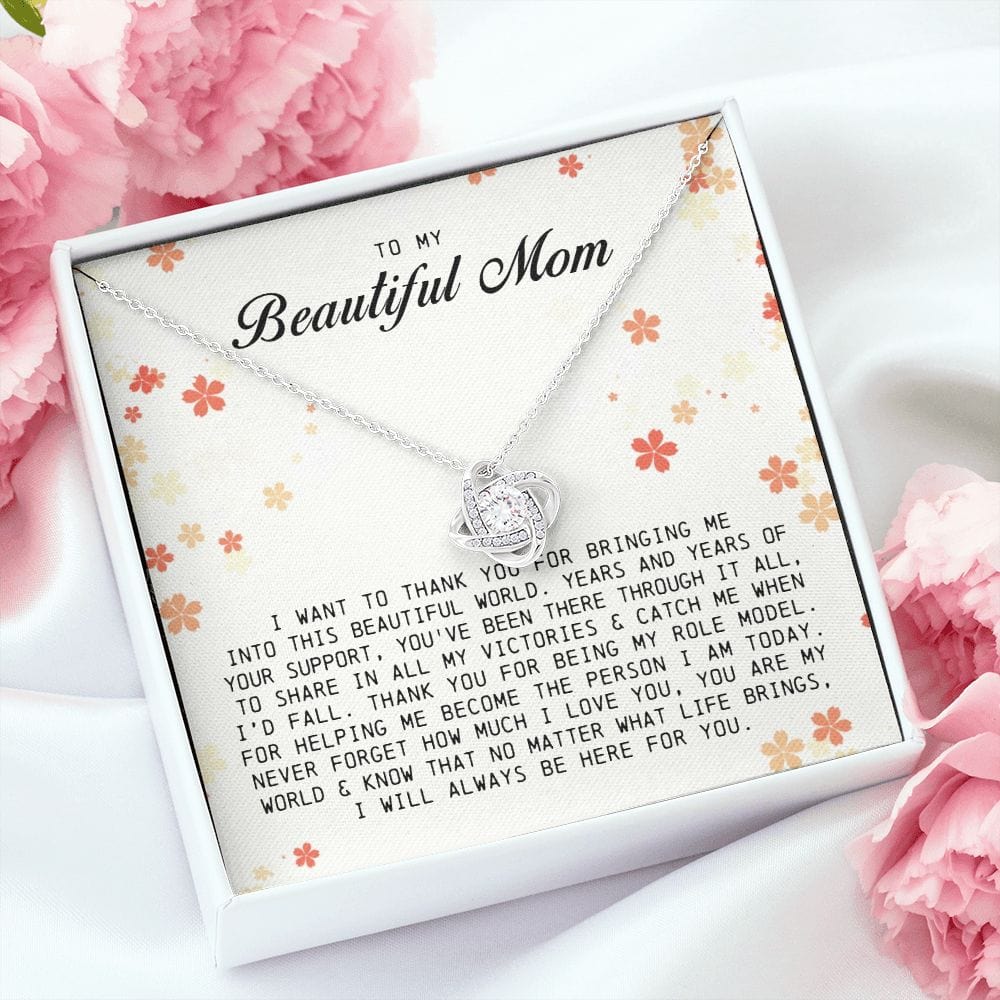 To My Beautiful Mom, Love Knot Necklace