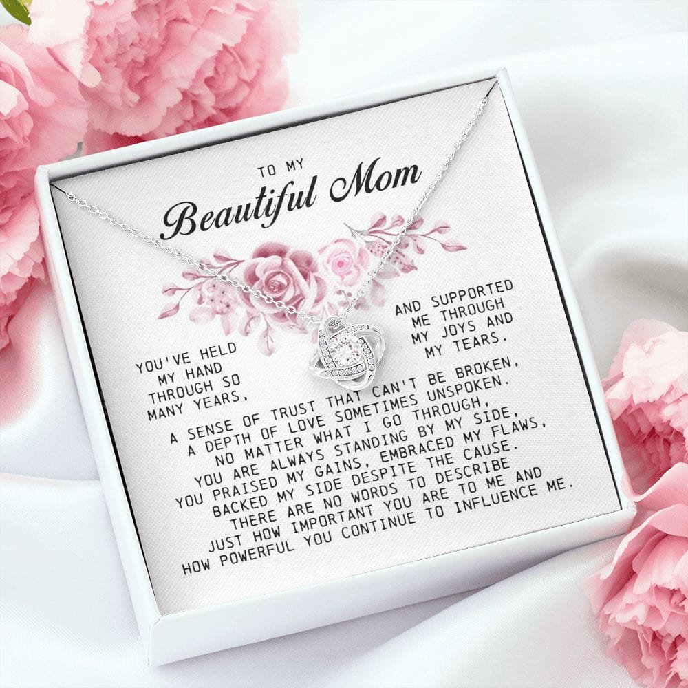 To My Beautiful Mom Love Knot Necklace