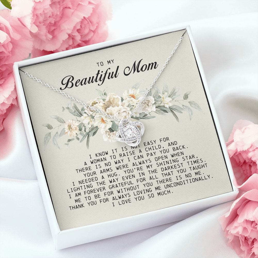 To my Beautiful Mom, Mother's Day Gift, Love Knot Necklace