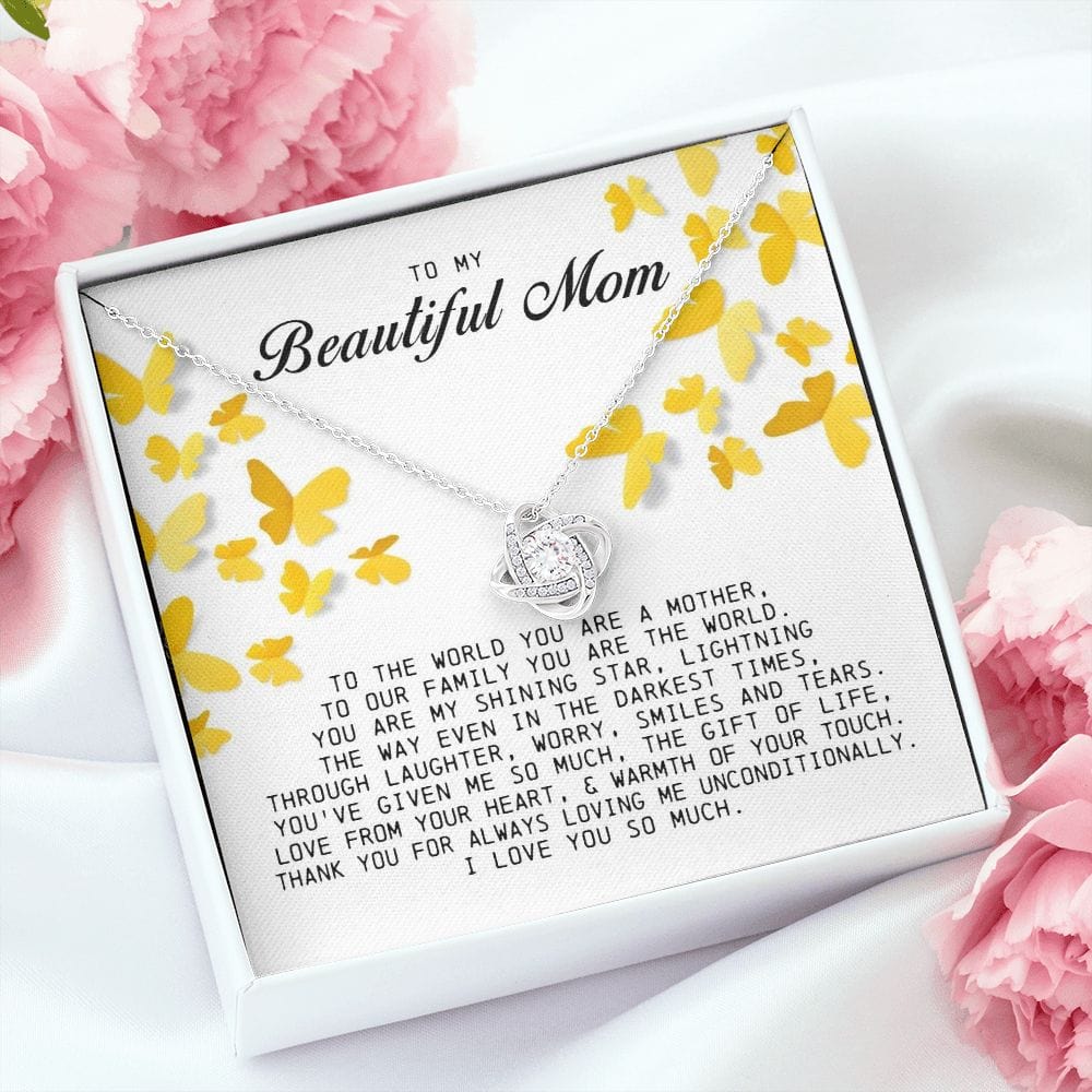 To My Beautiful Mom Love Knot Necklace