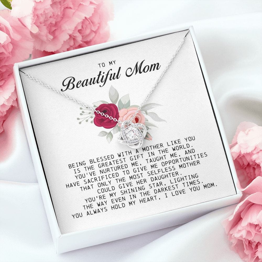 To My Beautiful Mom Love Knot Necklace