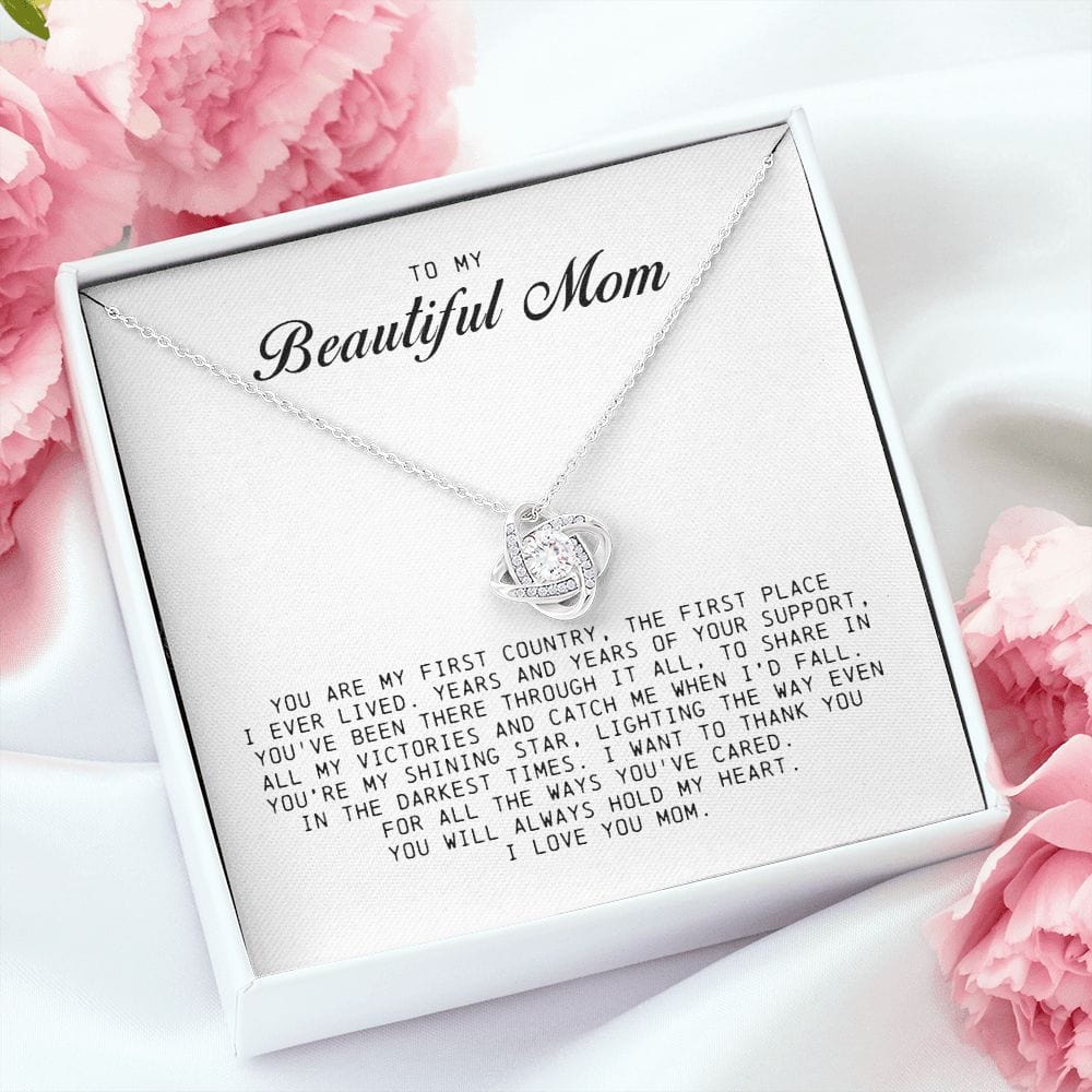 To my Beautiful Mom, Mother's Day Gift, Love Knot Necklace