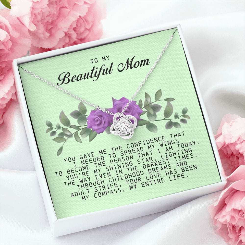 To My Beautiful Mom Love Knot Necklace