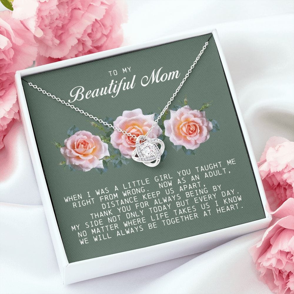 To my Beautiful Mom, Mother's Day Gift, Love Knot Necklace