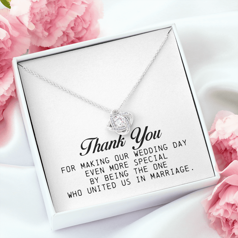 Wedding Officiant Gift, Love Knot Necklace, Thank You for Marrying Us