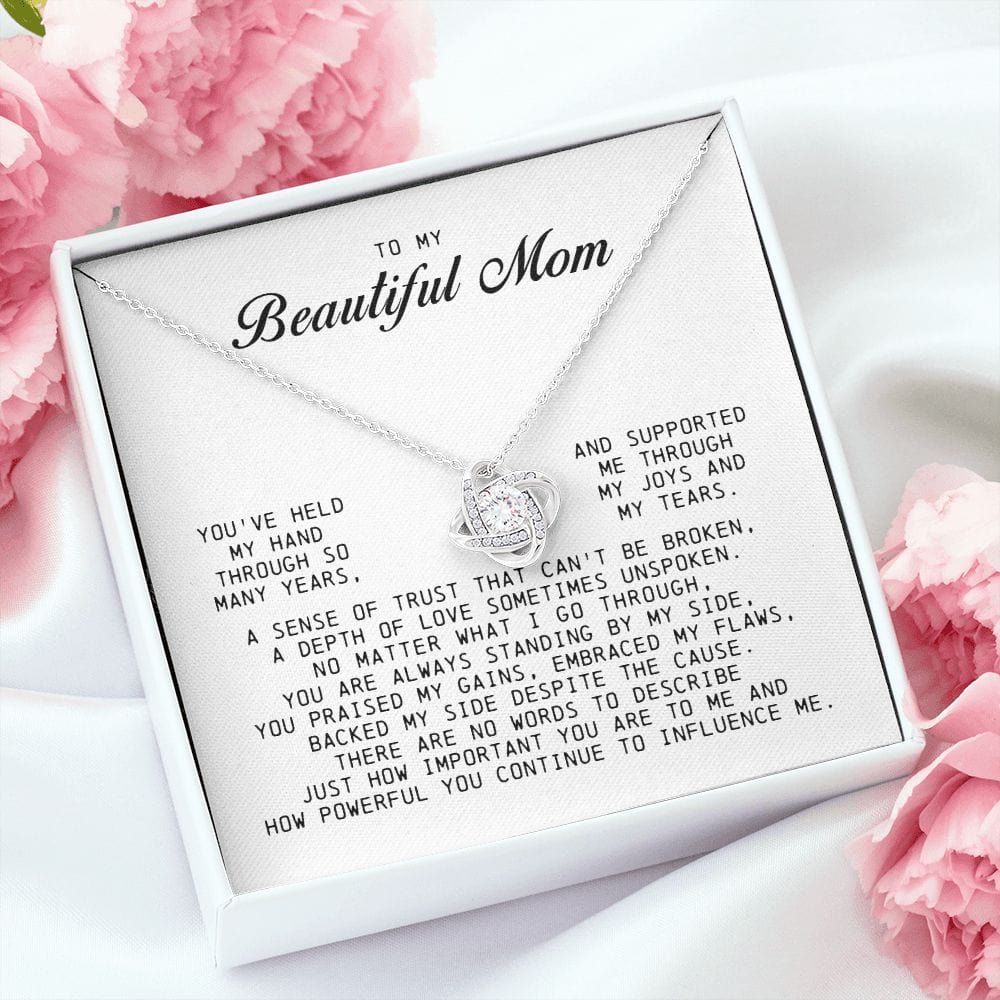 To My Beautiful Mom Love Knot Necklace