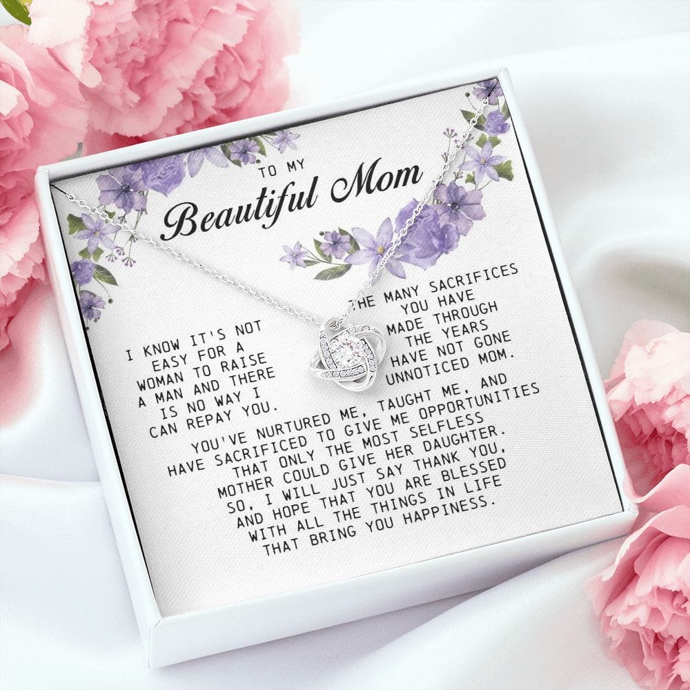To My Beautiful Mom Love Knot Necklace