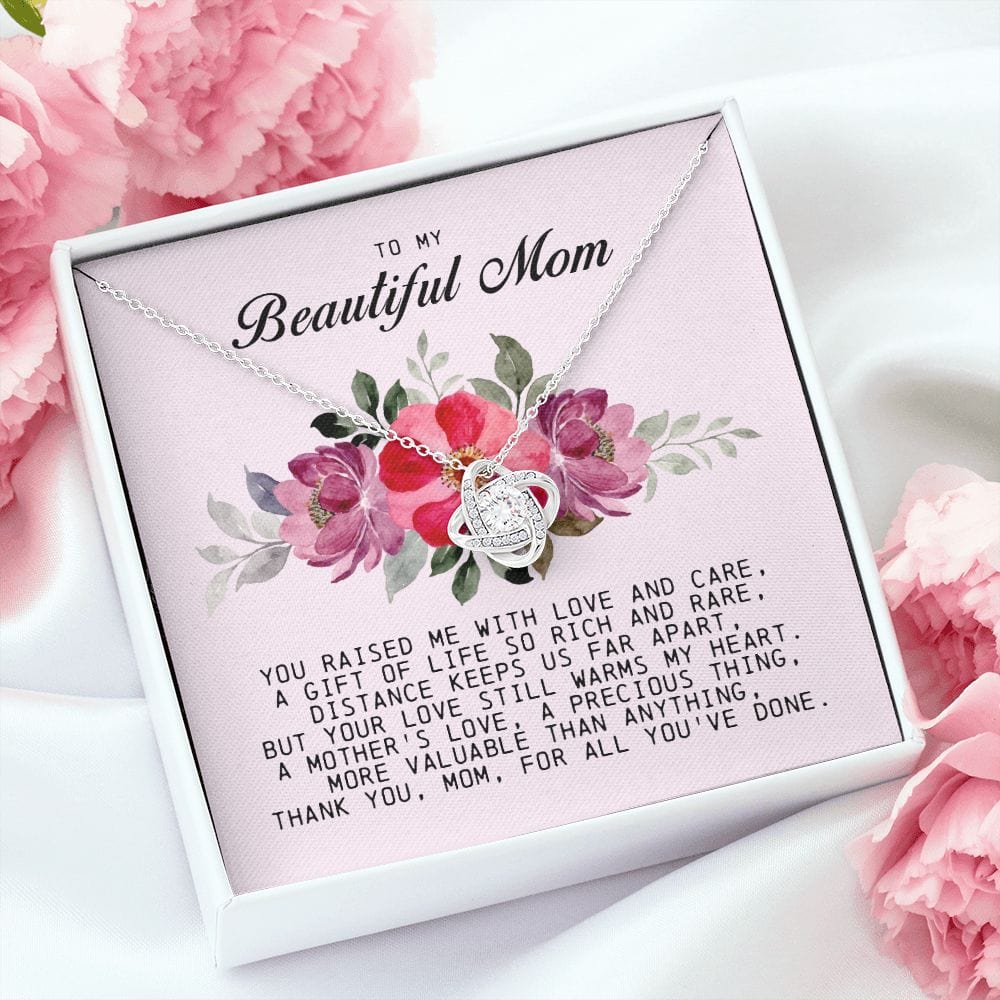 To My Beautiful Mom Love Knot Necklace