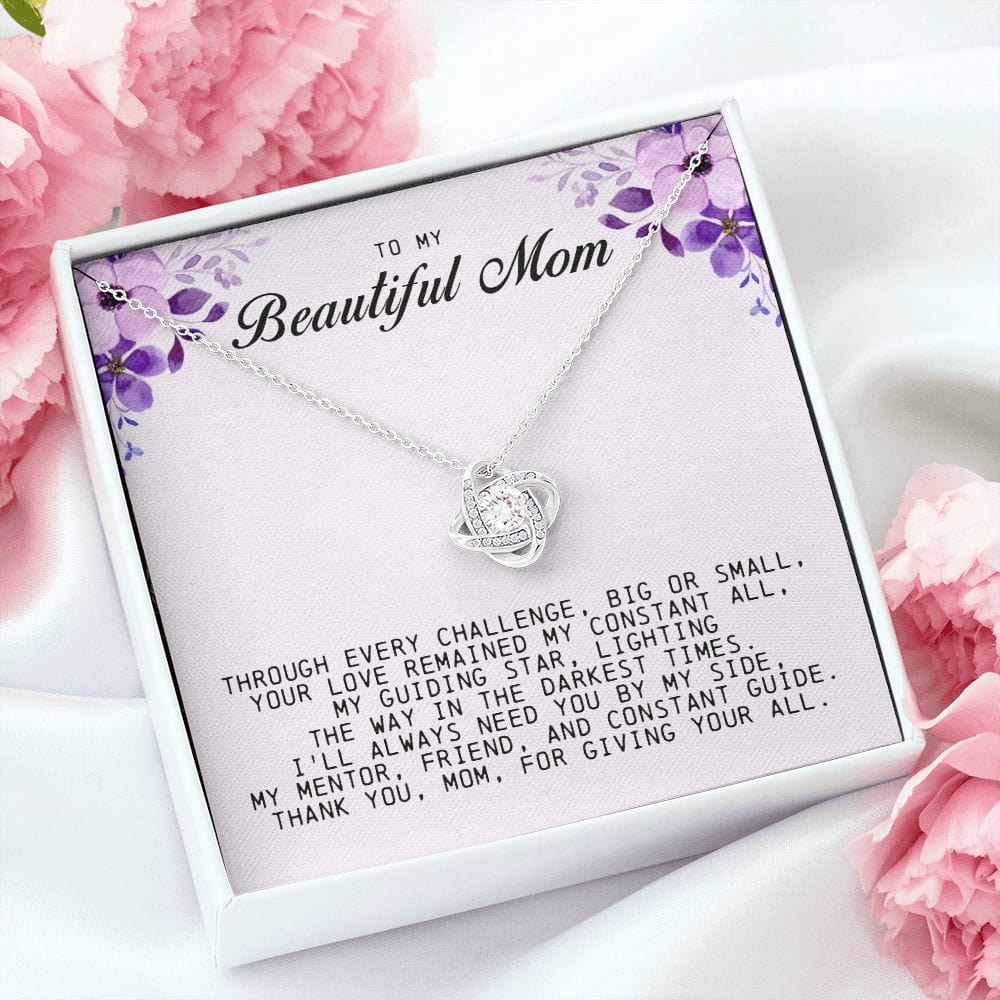 To My Beautiful Mom Love Knot Necklace