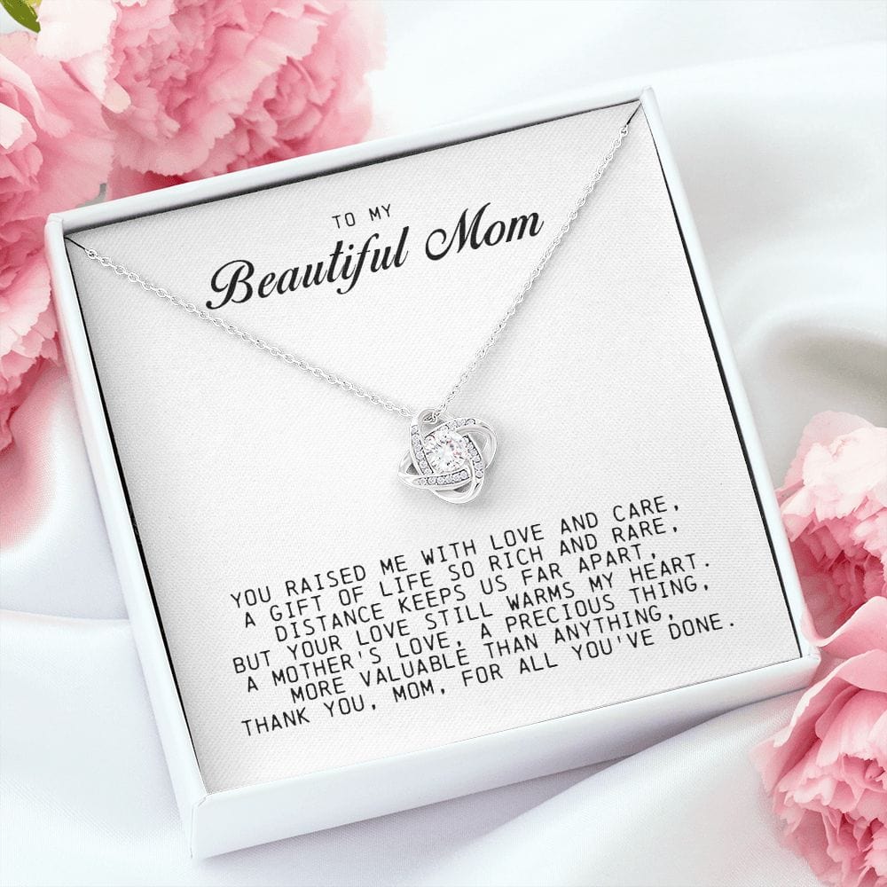 To My Beautiful Mom Love Knot Necklace