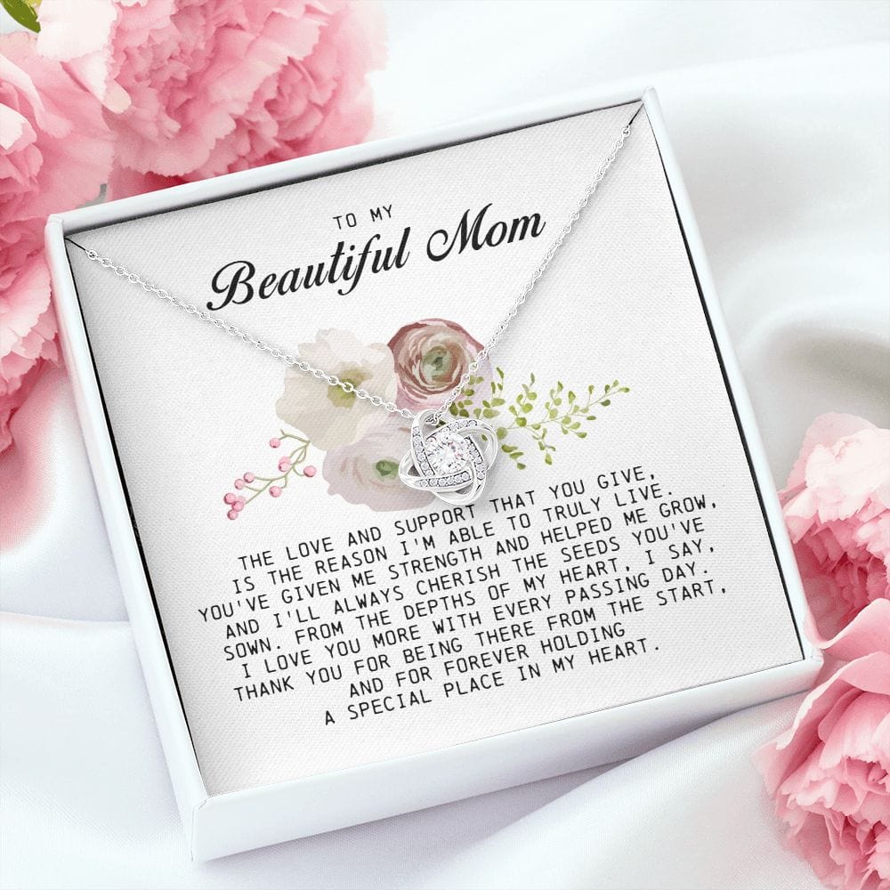 To My Beautiful Mom Love Knot Necklace