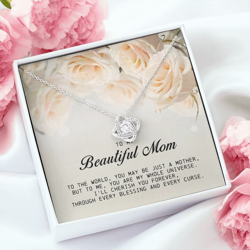 To my Beautiful Mom, Love Knot Necklace, Mother's Day Gift