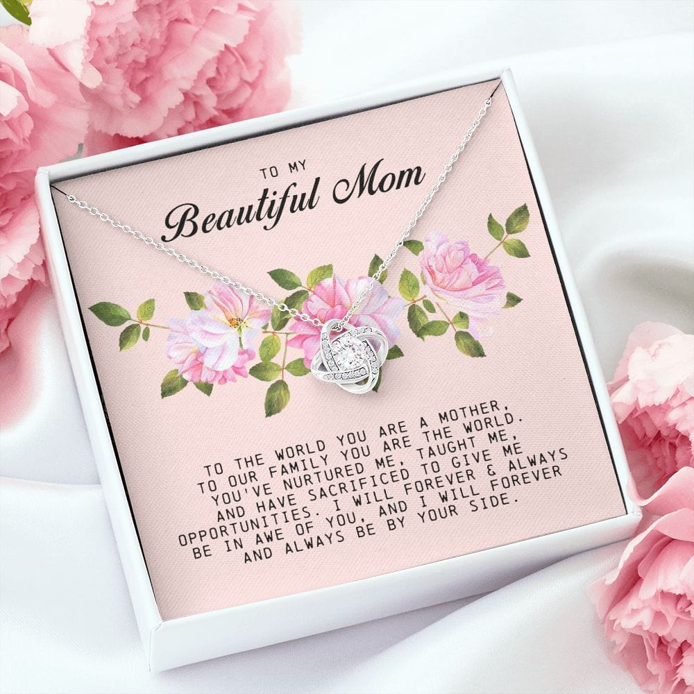 To my Beautiful Mom, Mother's Day Gift, Love Knot Necklace