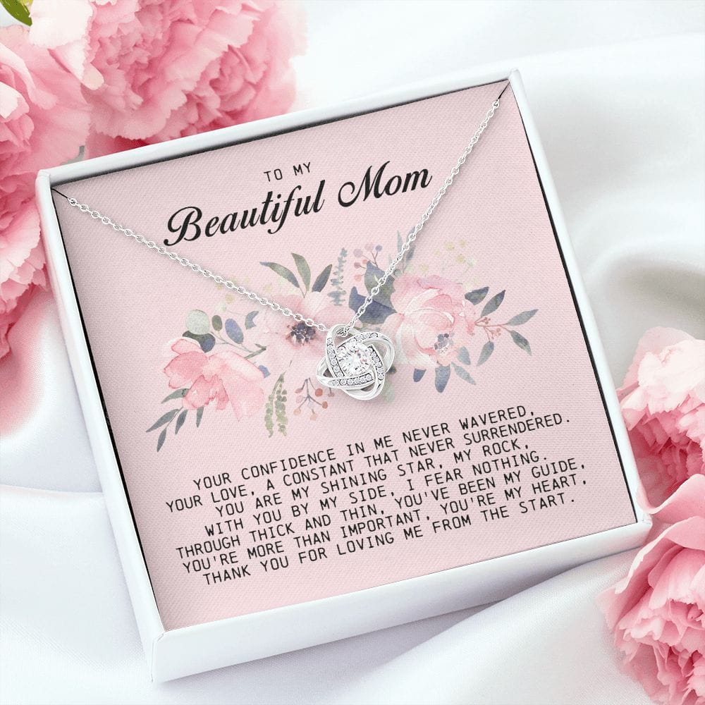 To My Beautiful Mom Love Knot Necklace