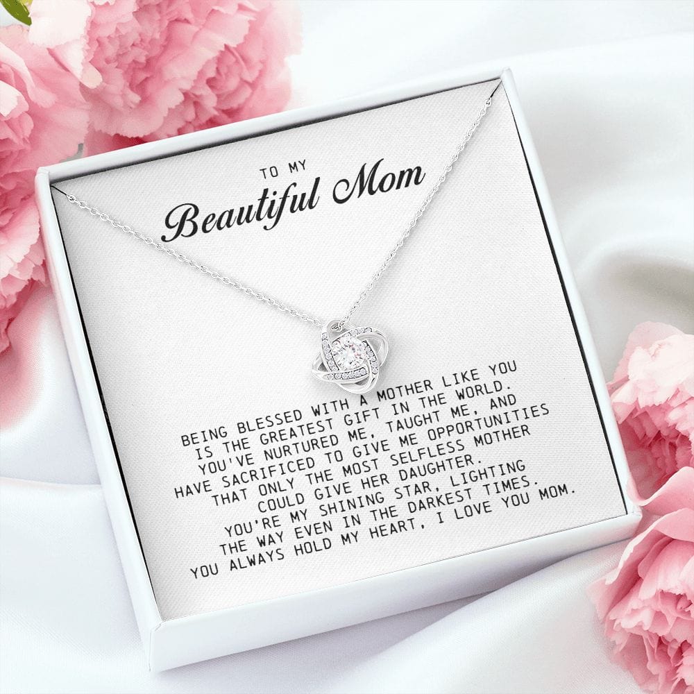 To My Beautiful Mom Love Knot Necklace