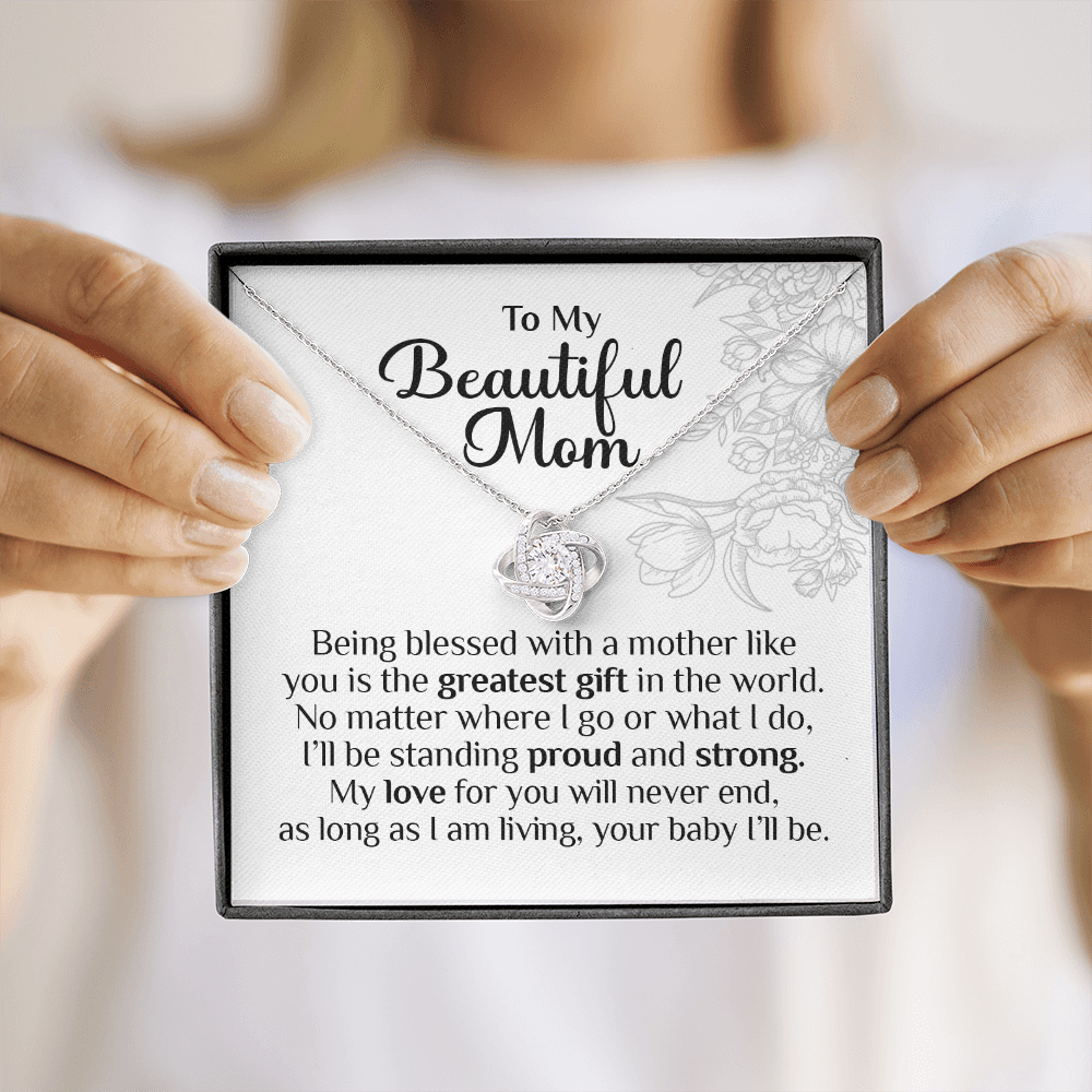 To My Beautiful Mom, Love Knot Necklace