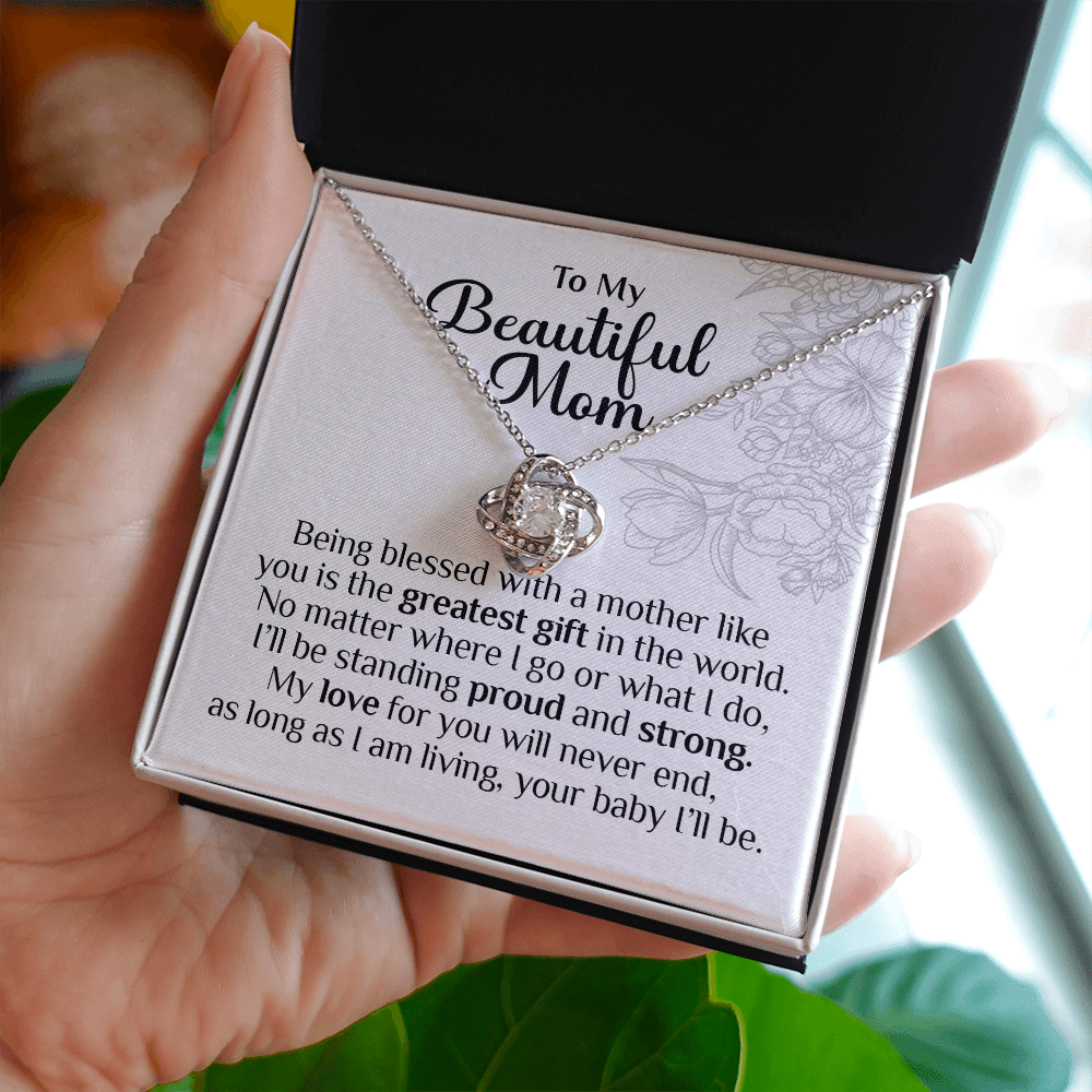 To My Beautiful Mom, Love Knot Necklace