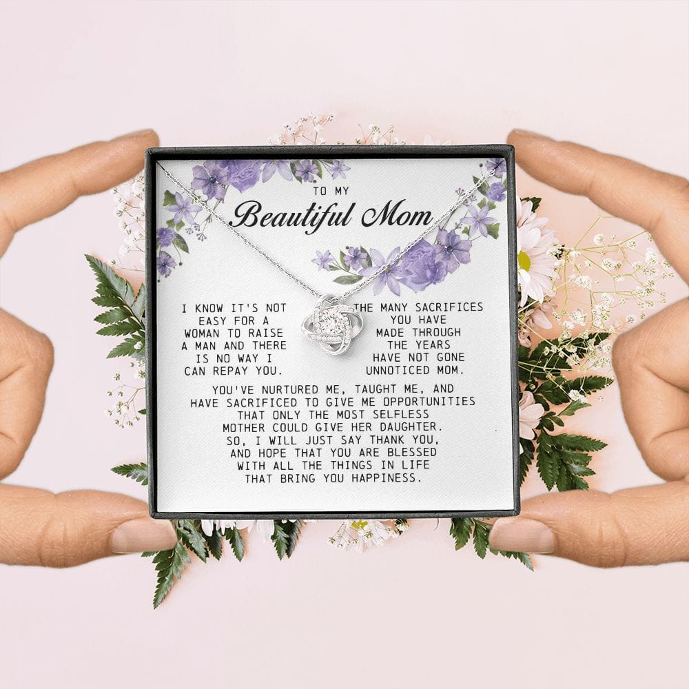 To My Beautiful Mom Love Knot Necklace