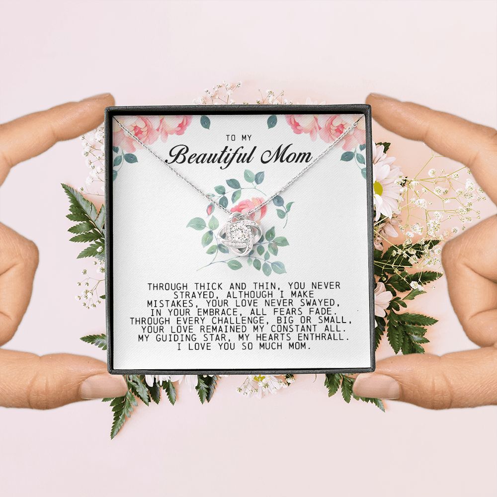 To My Beautiful Mom Love Knot Necklace